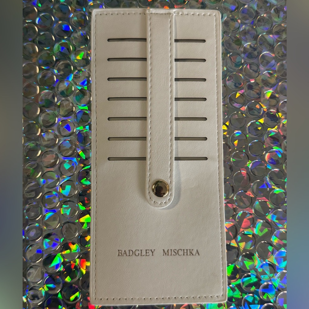 Badgley Mischka White Leather Strap with Button-CARDHOLDER-NWOT